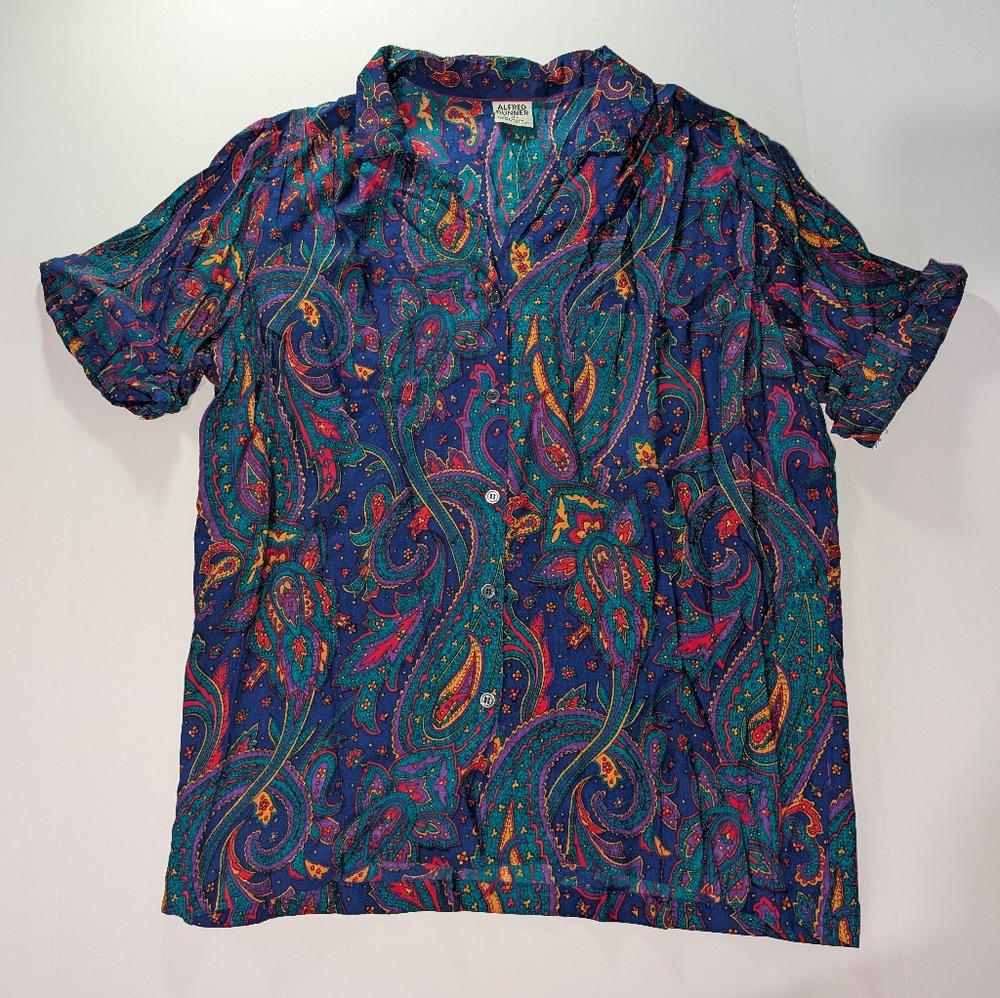 Vintage Alfred Dunner Button Up Shirt With Multicoloured Paisley Design